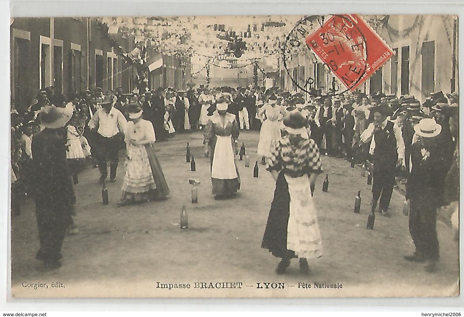 69 Rhone Lyon Impasse Brachet Jeux  Colin Maillard Animée 1908 - Sonstige & Ohne Zuordnung