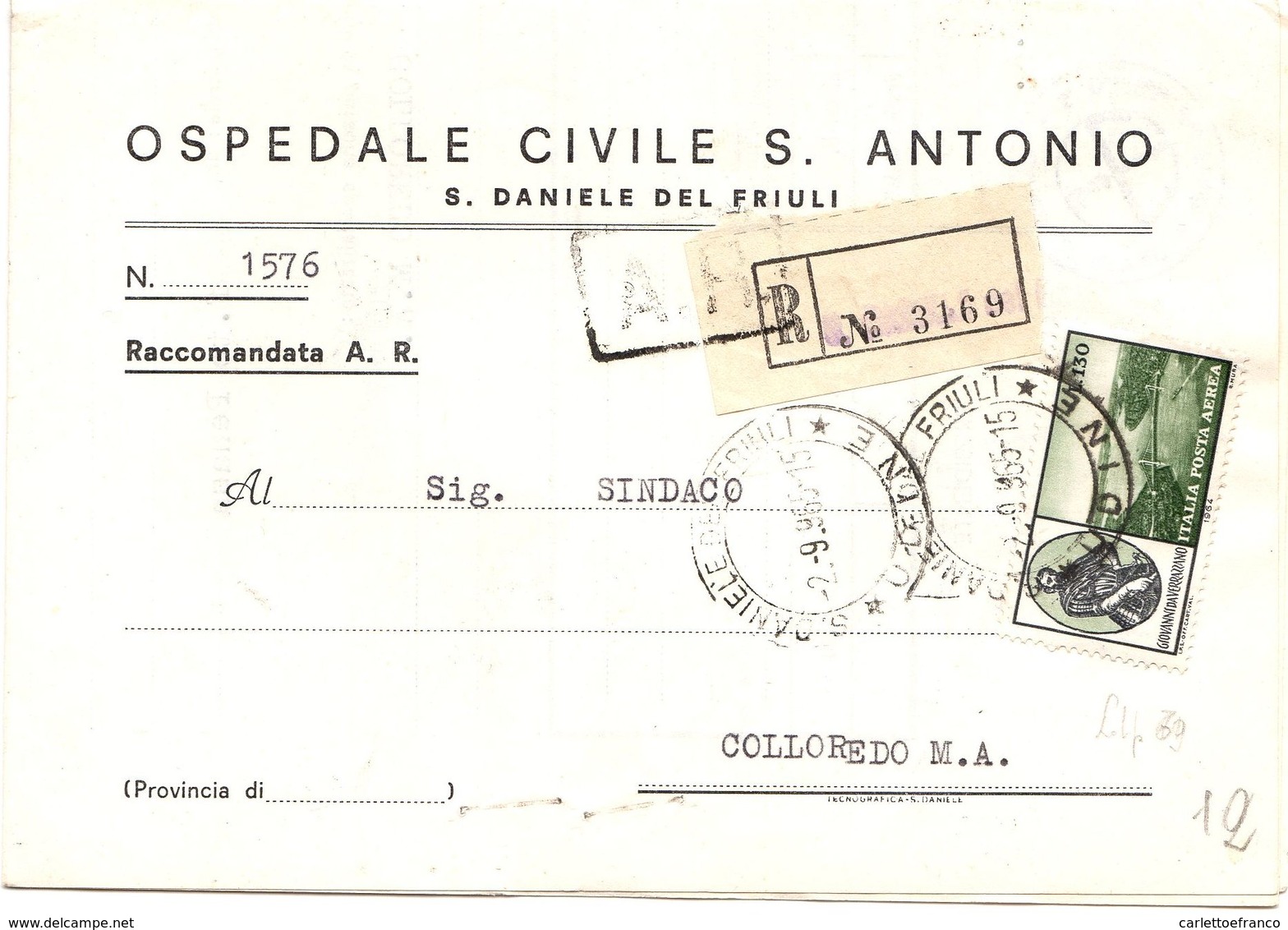 Piego Ospedaliero San Daniele -> Sindaco Colloredo ( 214 ) - 1946-60: Storia Postale