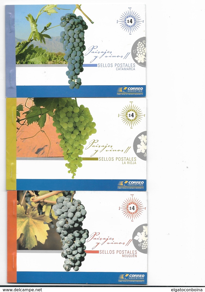 ARGENTINA 2007, LANDSCAPES AND WINES TOURISM 3 BOOKLETS MNH - Unused Stamps