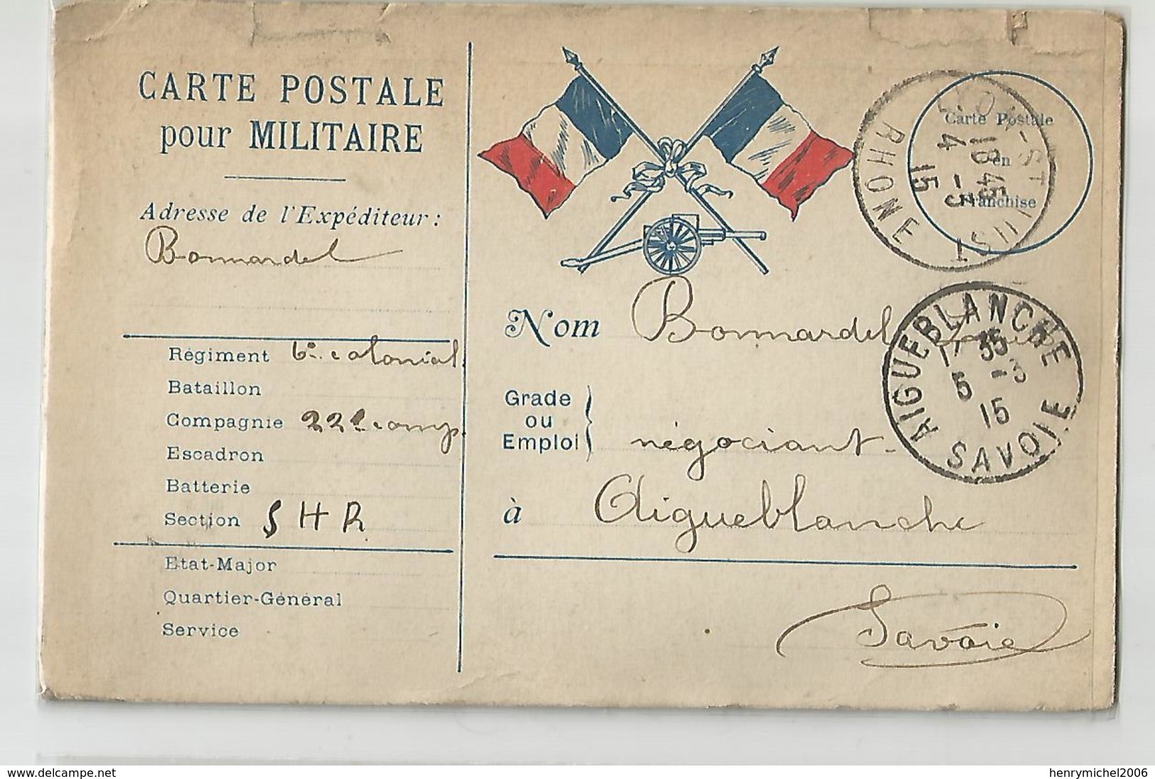 Marcophilie - Carte Franchise Militaire Calendrier Du Soldat 1915 Pour Aigueblance Savoie 73 - Lettres & Documents