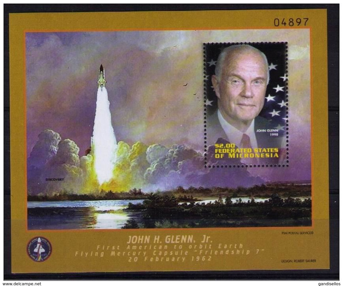 MICRONESIA SHEET SPACE COSMONAUTS ASTRONAUTES JOHN GLENN ESPACE ESPACIO - United States