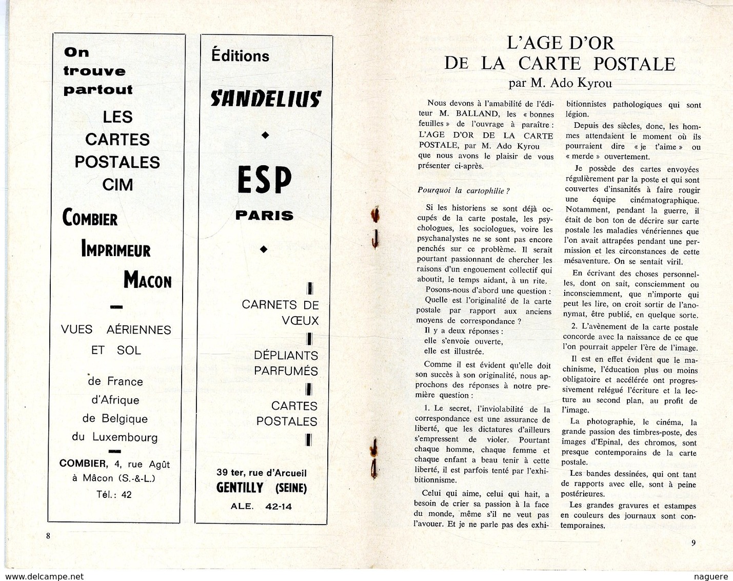 LE CARTOPHILE  JUIN 1966  N° 1  -  16 PAGES POURQUOI LE CARTOPHILE LES MARCHES DE PARIS  L AGE D OR     Etc . - Français