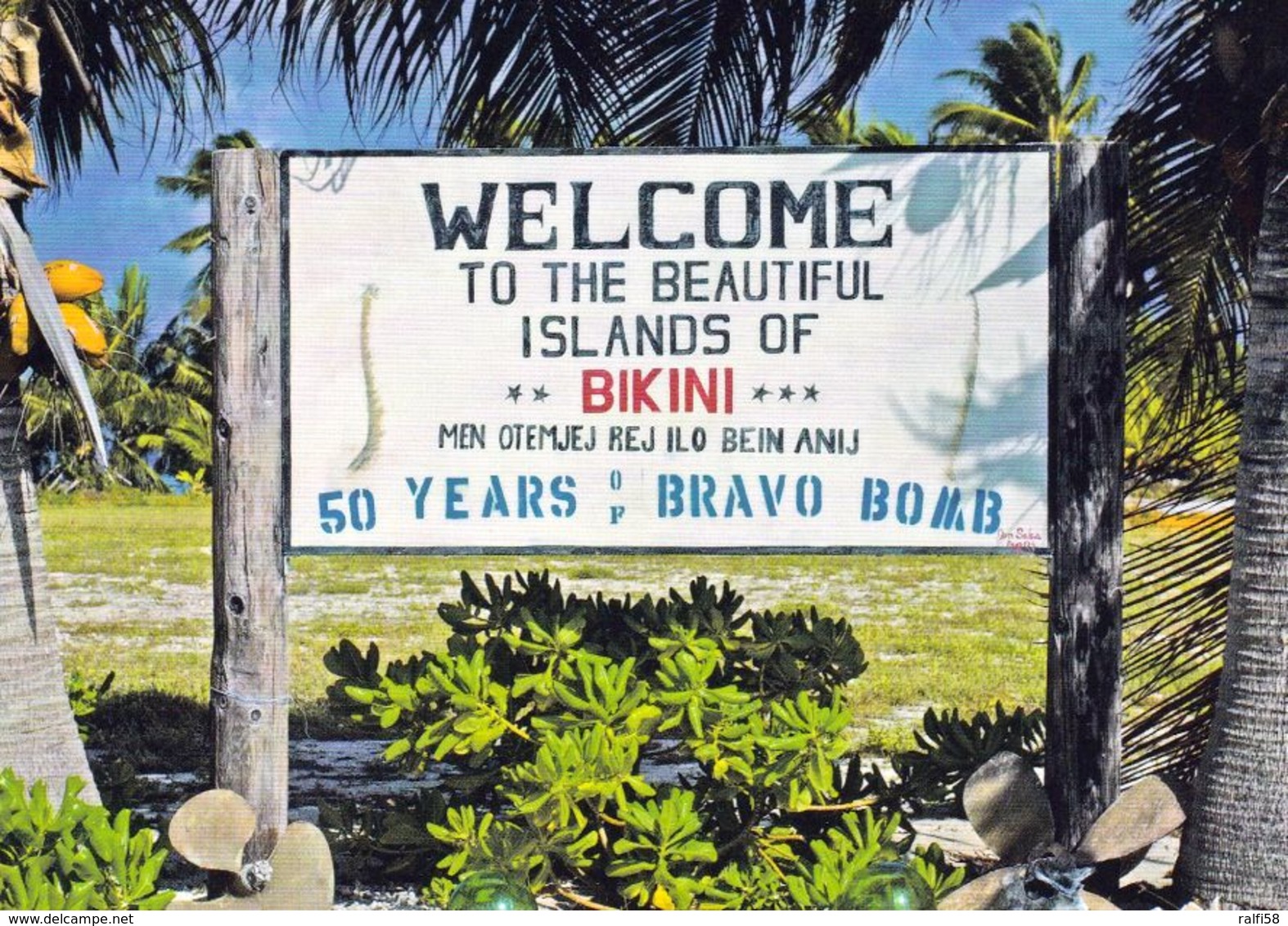 1 AK Marshall Islands * Bikini Atoll * Welcome-Sign-at-Erneu-Airstrip * Ehemaliges USA Kernwaffentestgelände * - Marshall