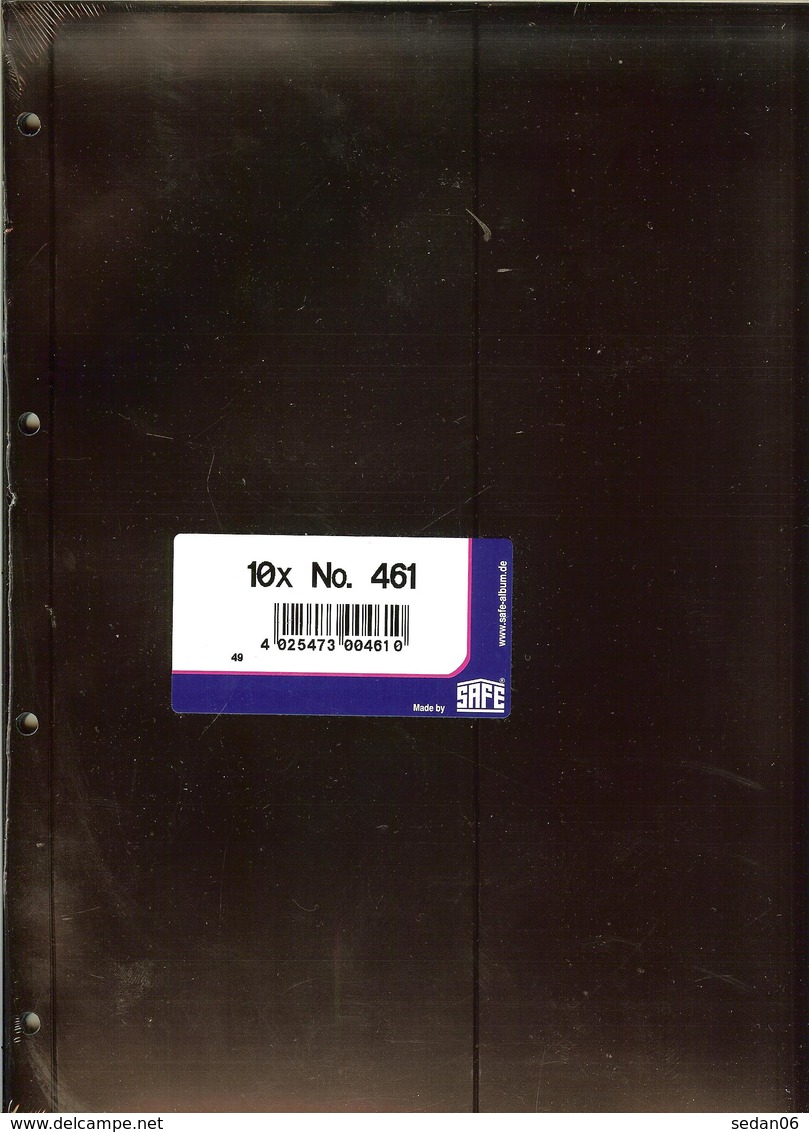 SAFE/I.D. - Feuilles COMPACT A4 - 2 BDES VERTICALES - REF. 461 (10) - Fond Noir - For Stockbook