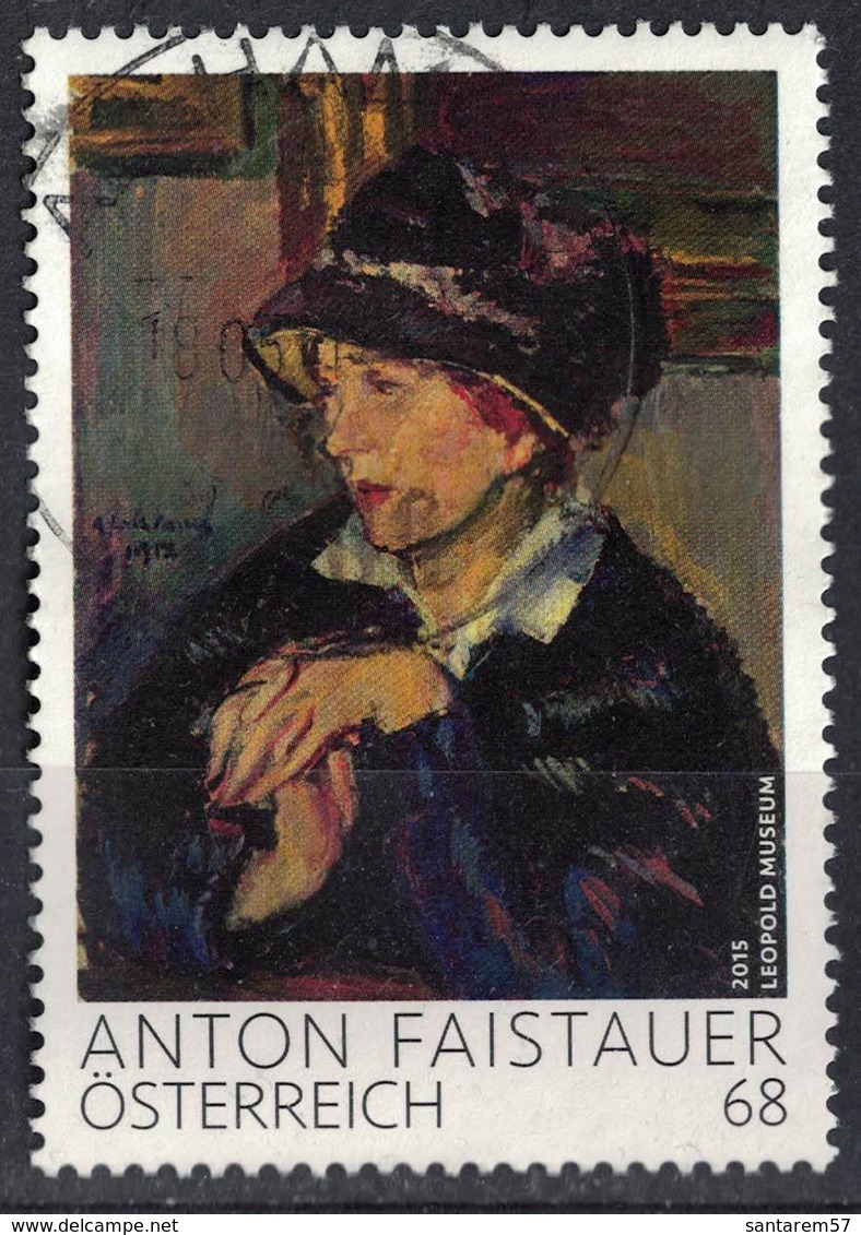 Autriche 2015 Oblitéré Used Peinture Lady With Dark Hat De Anton Faistauer SU - Oblitérés