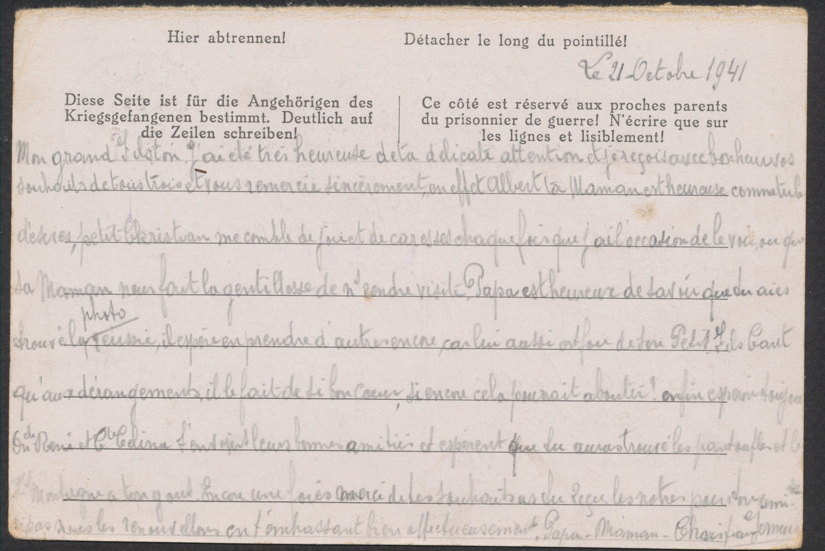 Guerre 40-45 - Carte "Kriegsgefangenenpost" De Anderlecht 21/10/41 Vers Stalag XVII B / Texte Au Verso - Guerre 40-45 (Lettres & Documents)