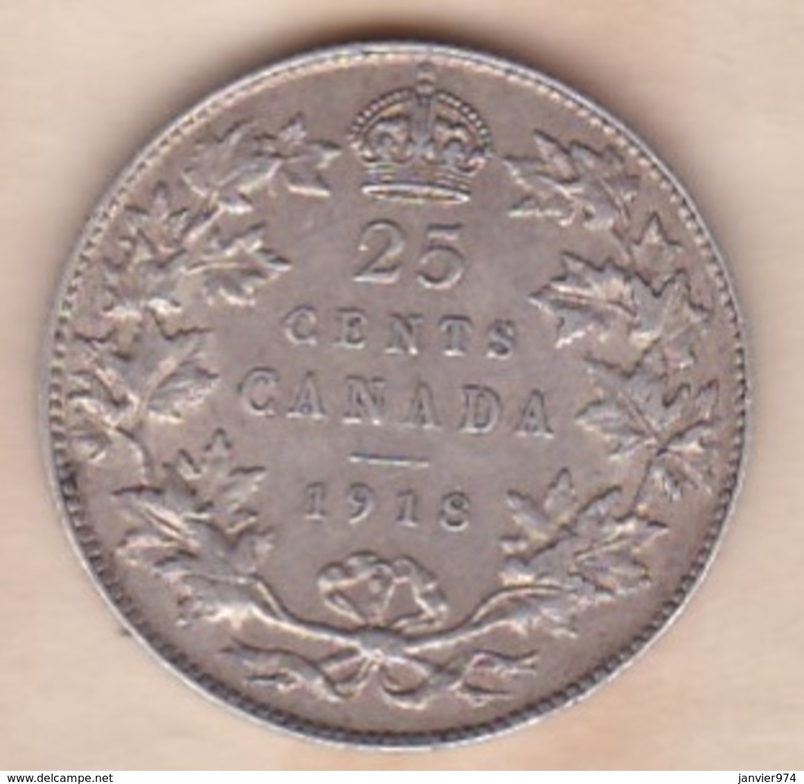 Canada, 25 Cents 1918 , George V, En Argent - Canada