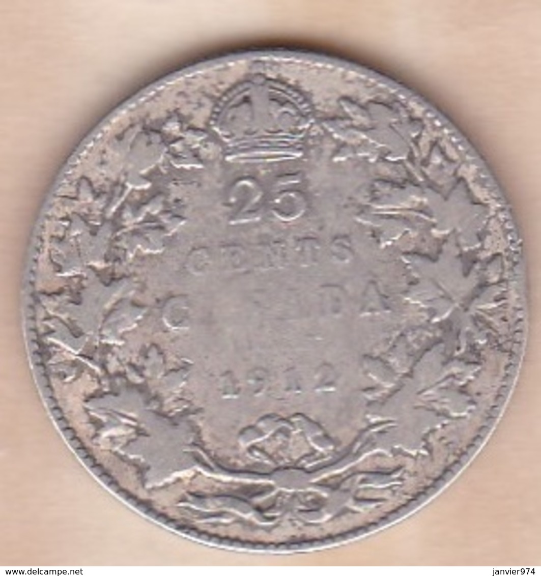 Canada, 25 Cents 1912 , George V, En Argent - Canada