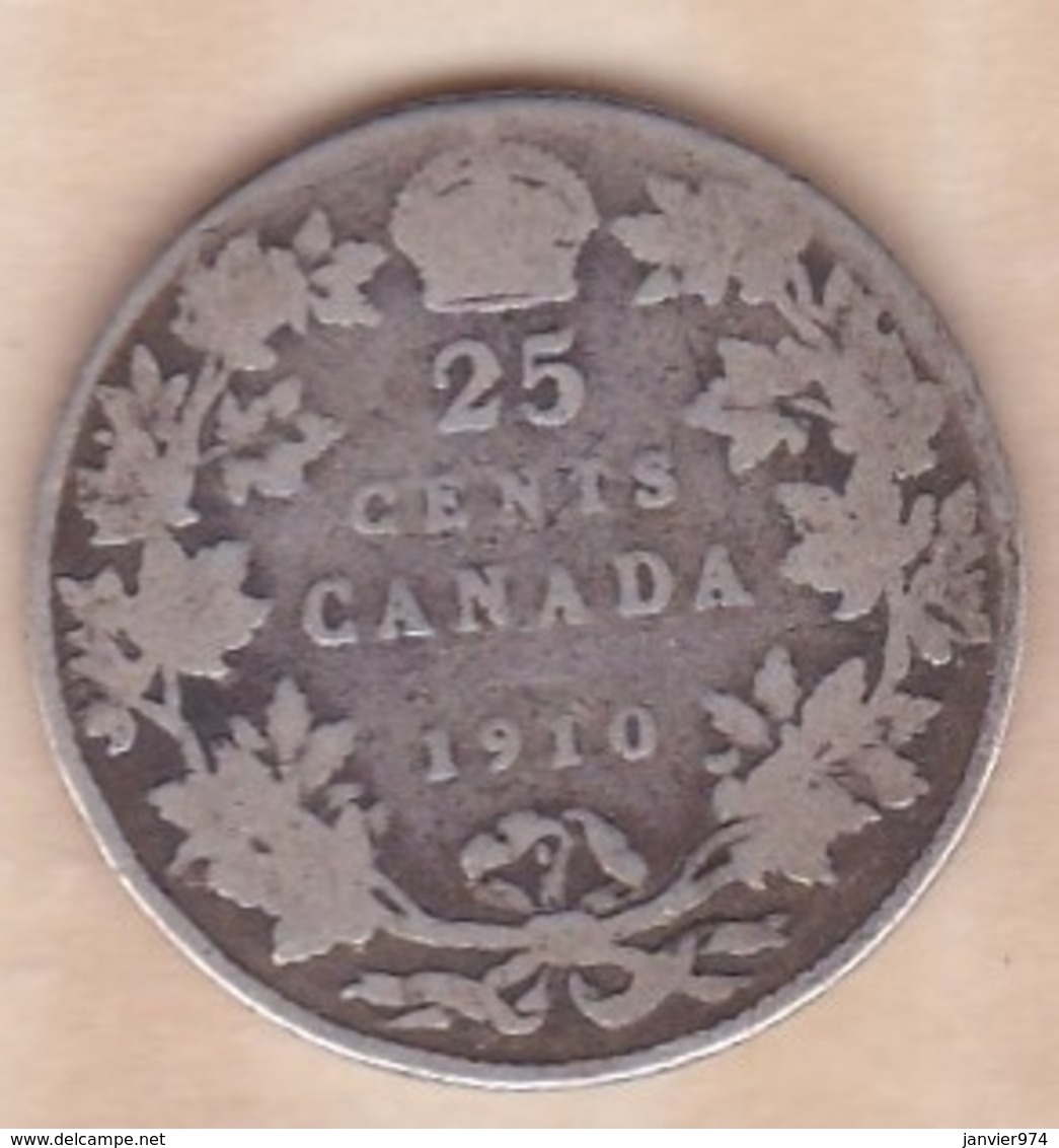 Canada, 25 Cents 1910 , EDWARD VII,  En Argent - Canada