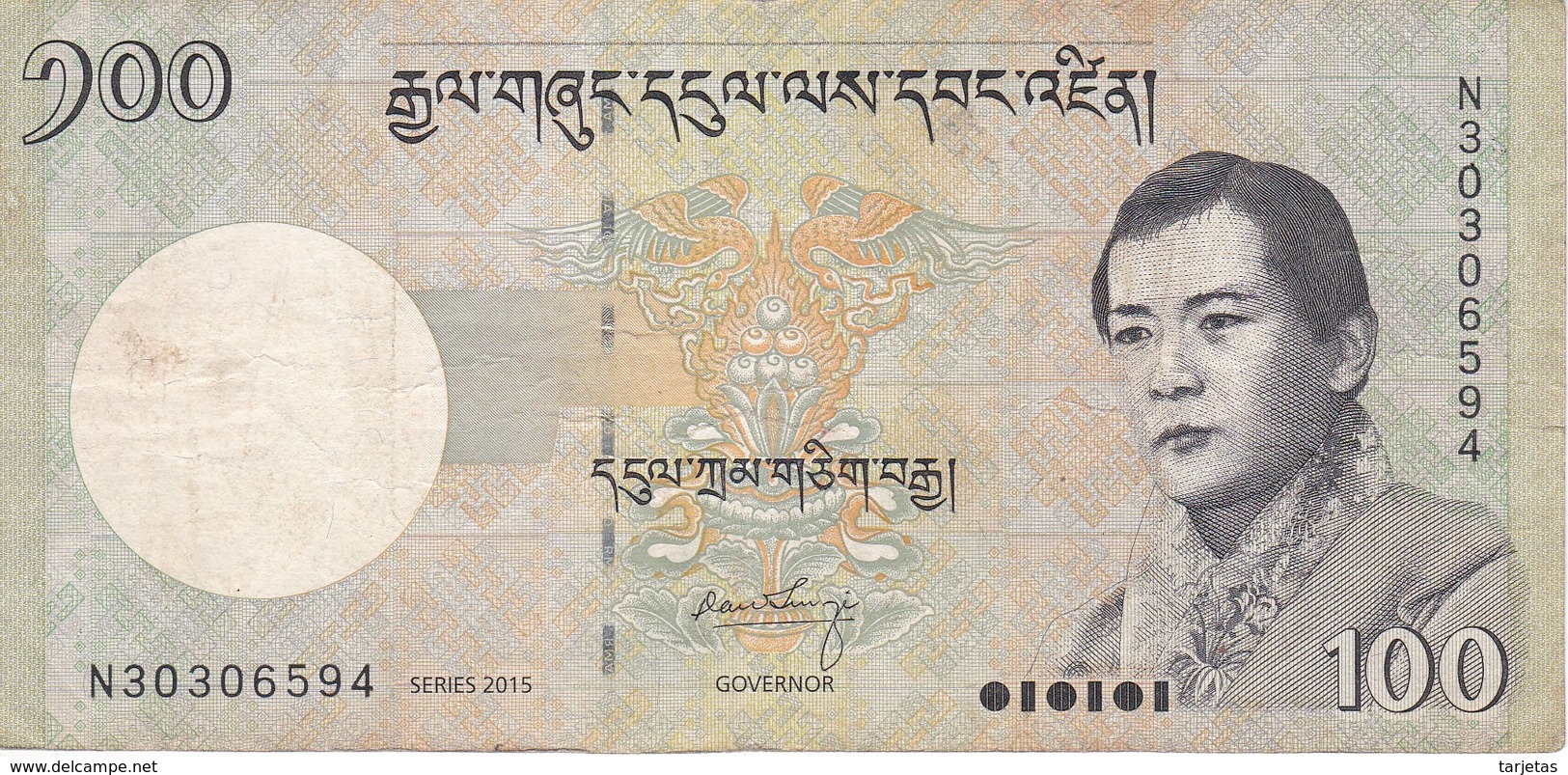 BILLETE DE BHUTAN DE 100 NGULTRUM DEL AÑO 2015   (BANKNOTE) - Bhoutan