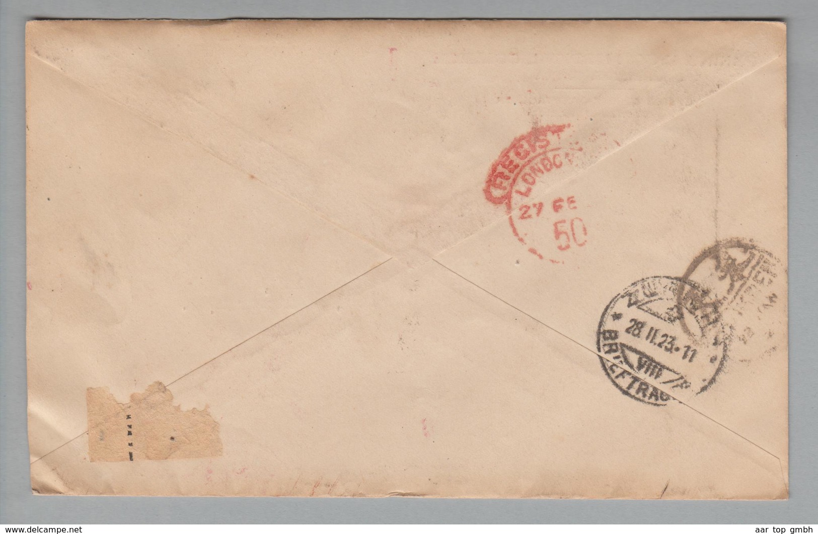 China 1923-02-?? Peking Registered Cover Mit Perfin "Peking Union Medical College" über London 20 Ct. EF N.Zürich - Sinkiang 1915-49