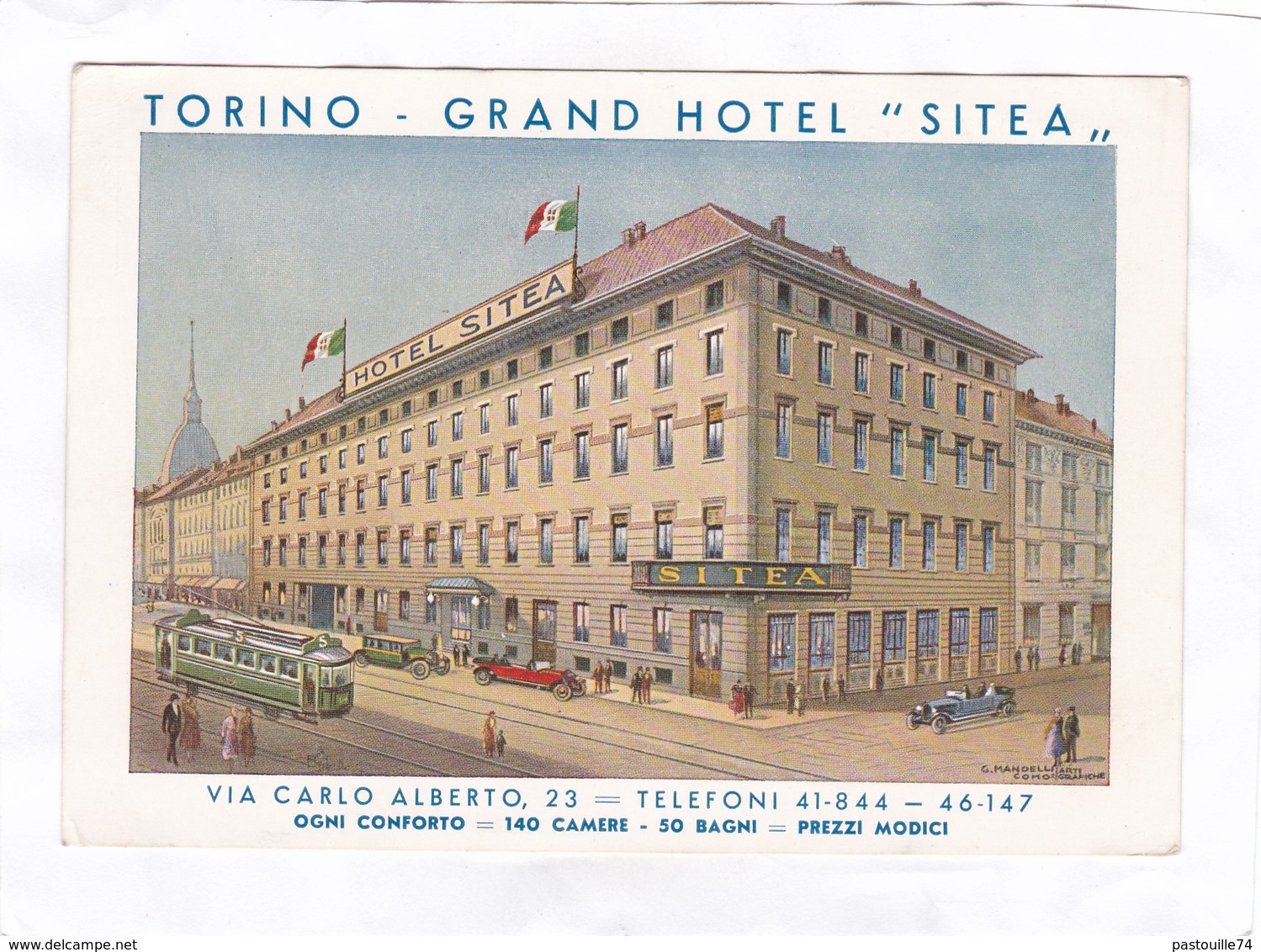 CPA : 15 X 10,5   -   TORINO  -  GRAND  HOTEL  " SITEA " - Wirtschaften, Hotels & Restaurants