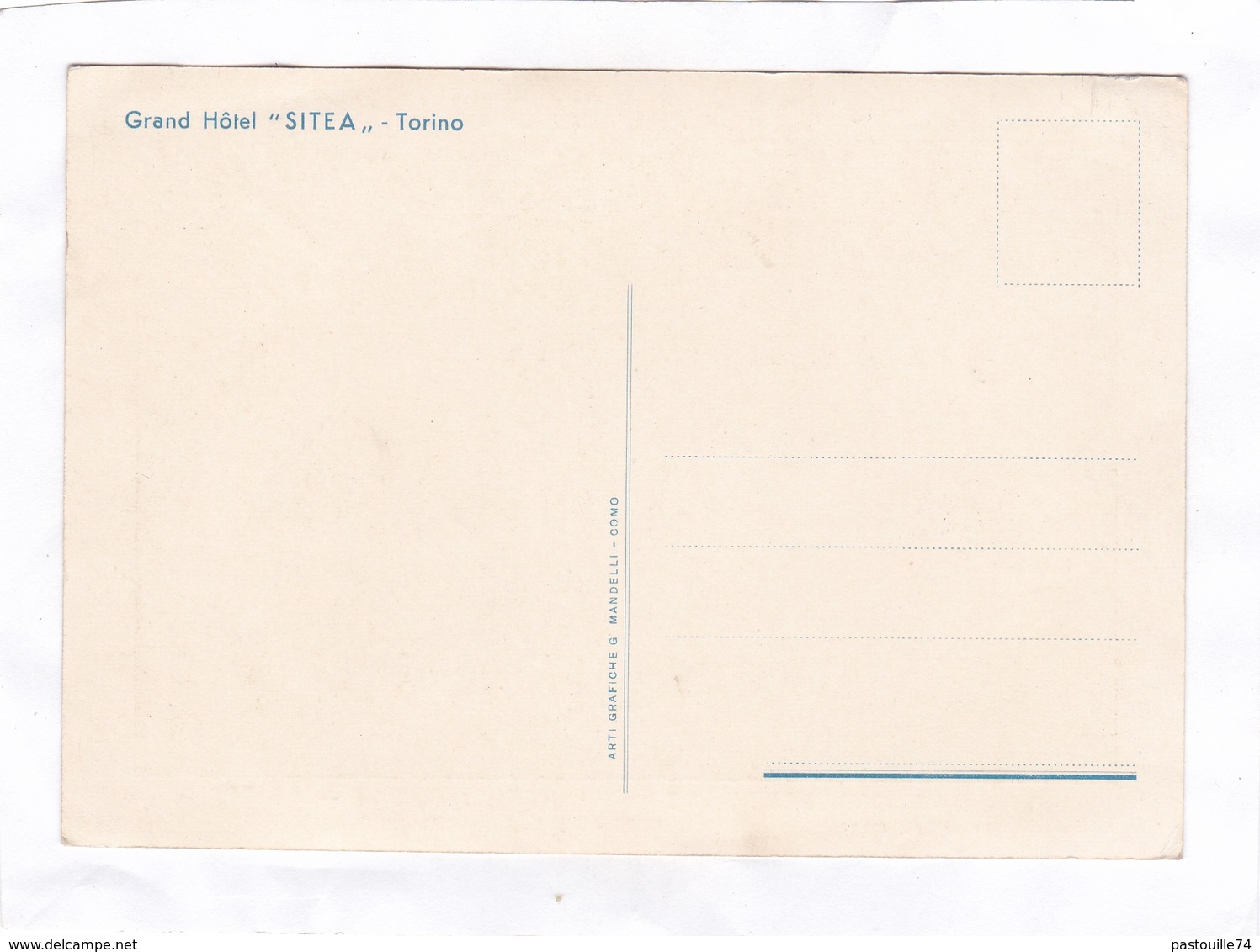 CPA : 15 X 10,5   -   TORINO  -  GRAND  HOTEL  " SITEA " - Bars, Hotels & Restaurants