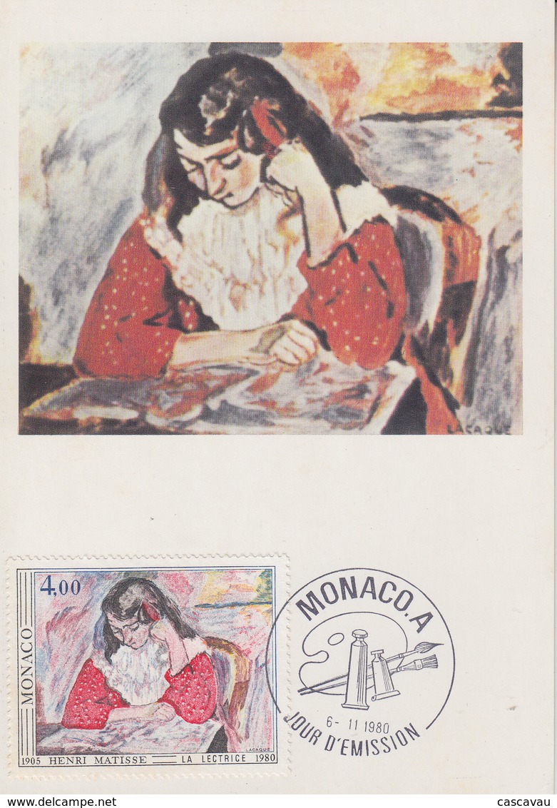 Carte  Maximum  1er  Jour   MONACO   Oeuvre  De  Henri   MATISSE    1980 - Impressionismus