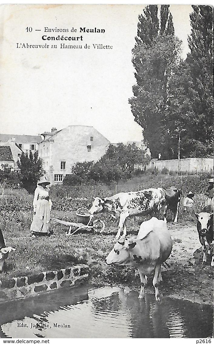 ENVIRONS DE MEULAN -  1908 - CONDECOURT -  L ABREUVOIR AU HAMEAU DE VILLETTE - Meulan