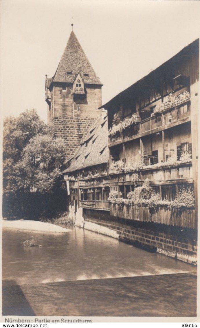 Nuernberg Germany, Partie Am Schuldturm Debtor's Prison, Houses And River Scene, C1920s/30s Vintage Real Photo Postcard - Nuernberg