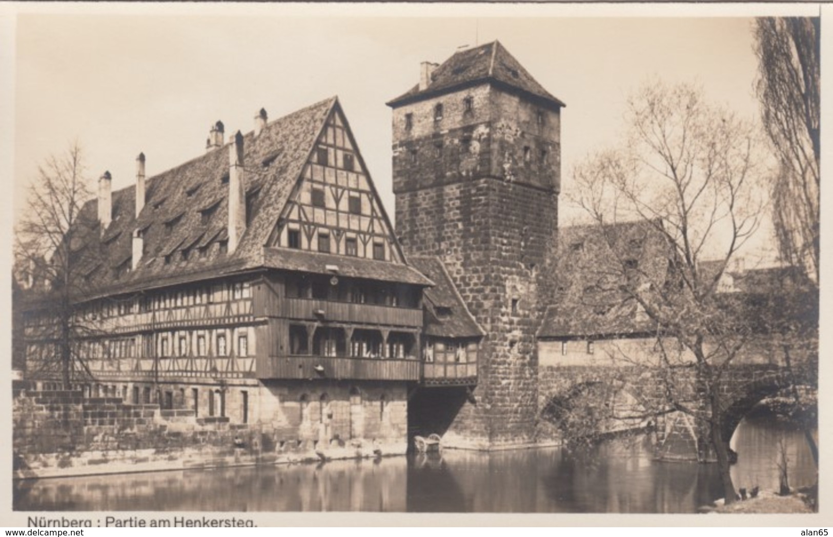 Nuernberg Germany, Henkersteg Hangman's Bridge, C1920s/30s Vintage Real Photo Postcard - Nuernberg