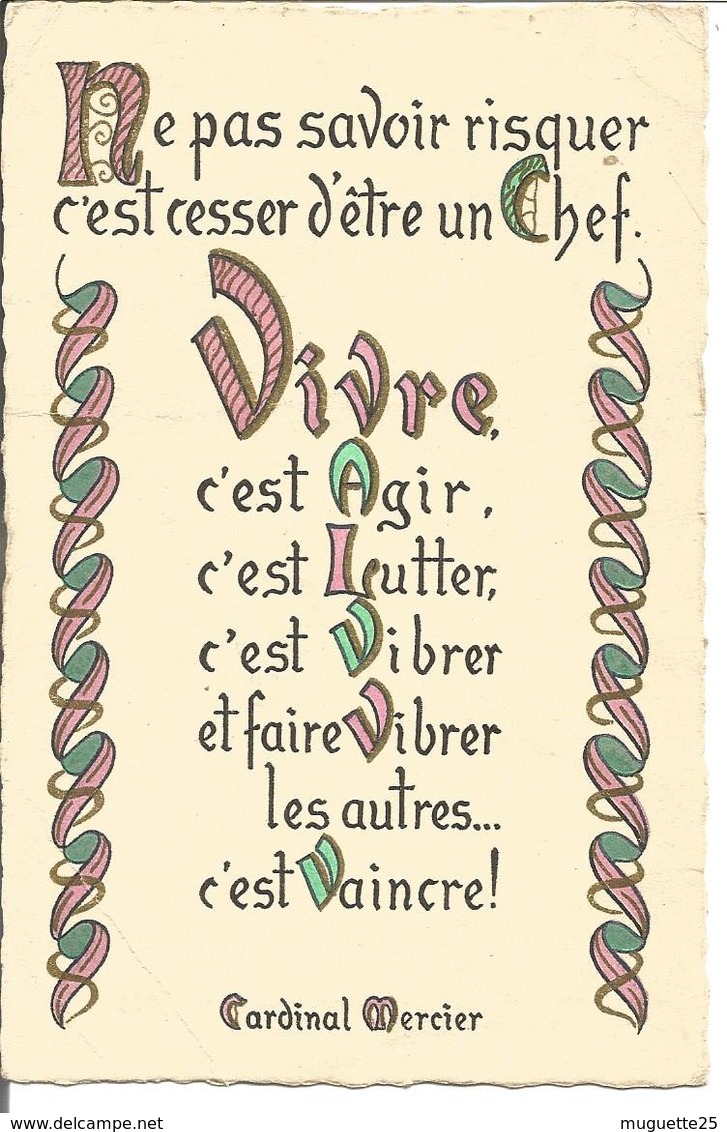 Carte Avec Enluminures ( Maximes  Cardinal Mercier)  Format 9.5x 14 Cm - Philosophie