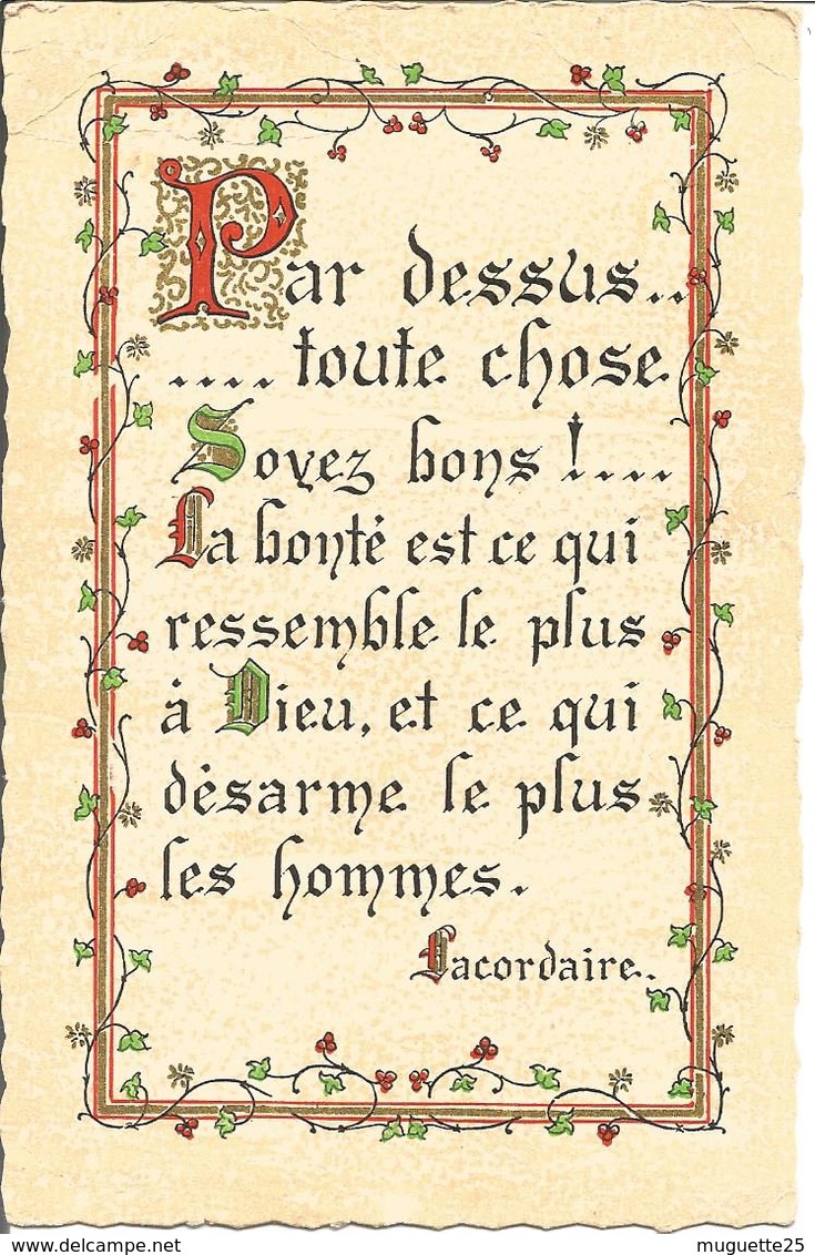 Carte Avec Enluminures ( Maximes  Lacordaire)  Format 9.5x 14 Cm - Philosophie & Pensées