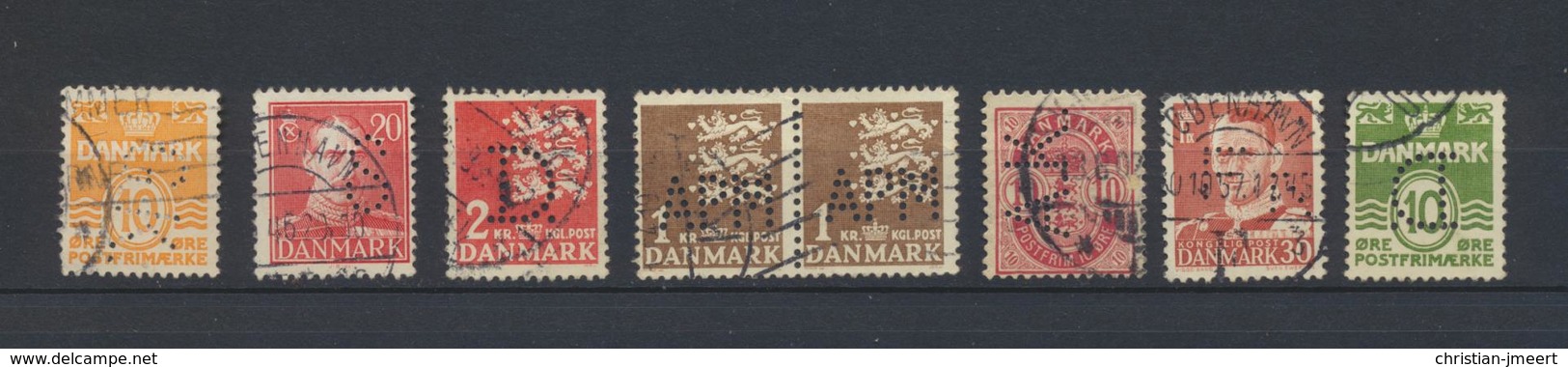 Denmark- Danmark - Danemark  Perfins -perforés  Lot De 54 Timbres - Collections