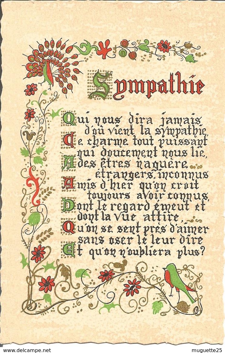 Carte Avec Enluminures ( Maximes  Sympathie)  Format 9.5x 14 Cm - Philosophie