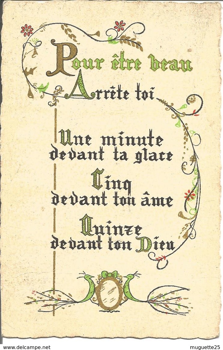 Carte Avec Enluminures ( Maximes  ETRE BEAU)  Format 9.5x 14 Cm - Philosophie & Pensées