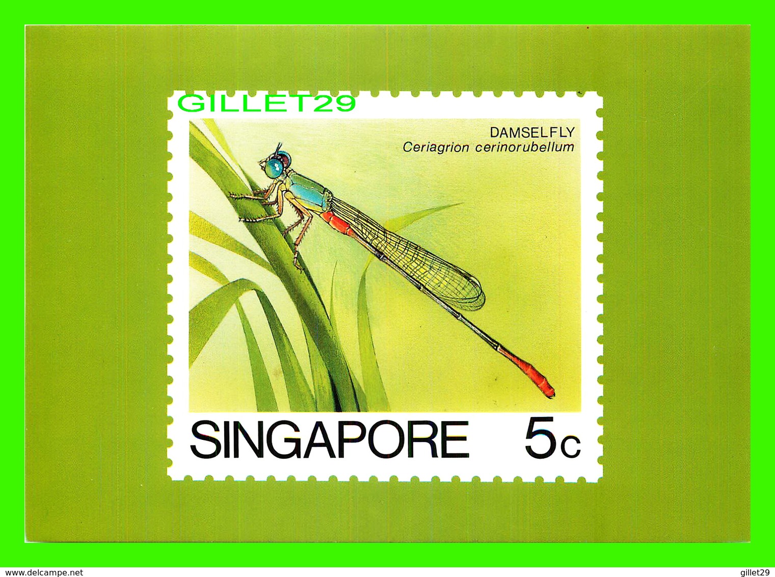 TIMBRES REPRÉSENTATIONS - SINGAPORE, DAMSELFLY, CERIAGRION CERINORUBELLUM - AMERIPEX, 1986 CHICAGO - - Timbres (représentations)