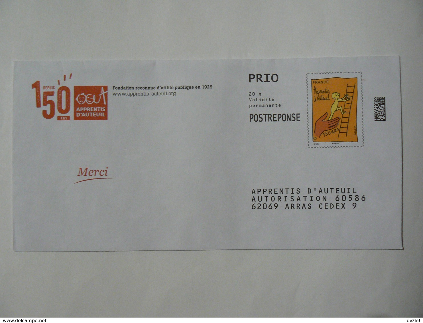 Postréponse Prio 20g, 1 Enveloppe, APPRENTIS D'AUTEUIL, Validité Permanente TB. - Prêts-à-poster: Réponse