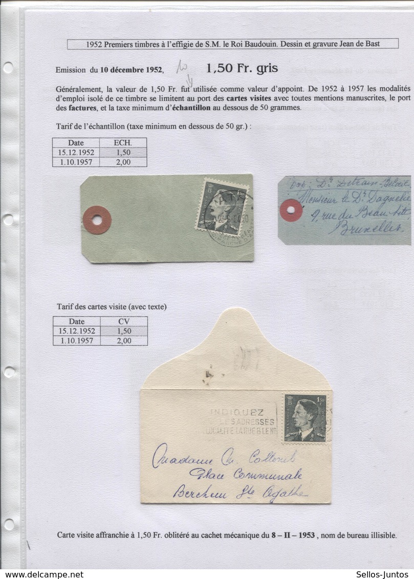 C13/ TP 909 Baudouin De Bast  S/Echantillon S/Valeur C.Ath 1954 Pour BXL + Lettre Format CV - Covers & Documents