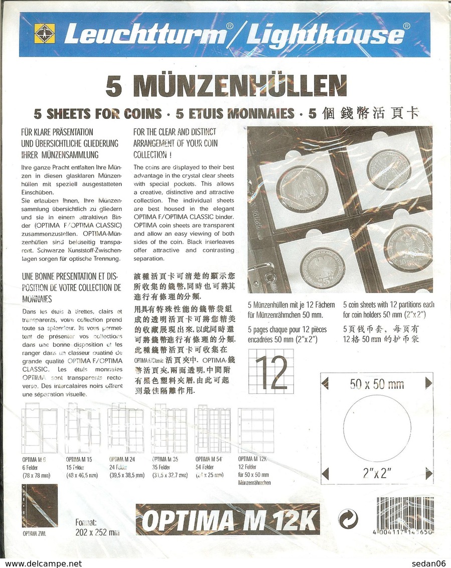 LEUCHTTURM - Feuilles OPTIMA M 12 K (5) (pour étuis Cartonnés) - Supplies And Equipment