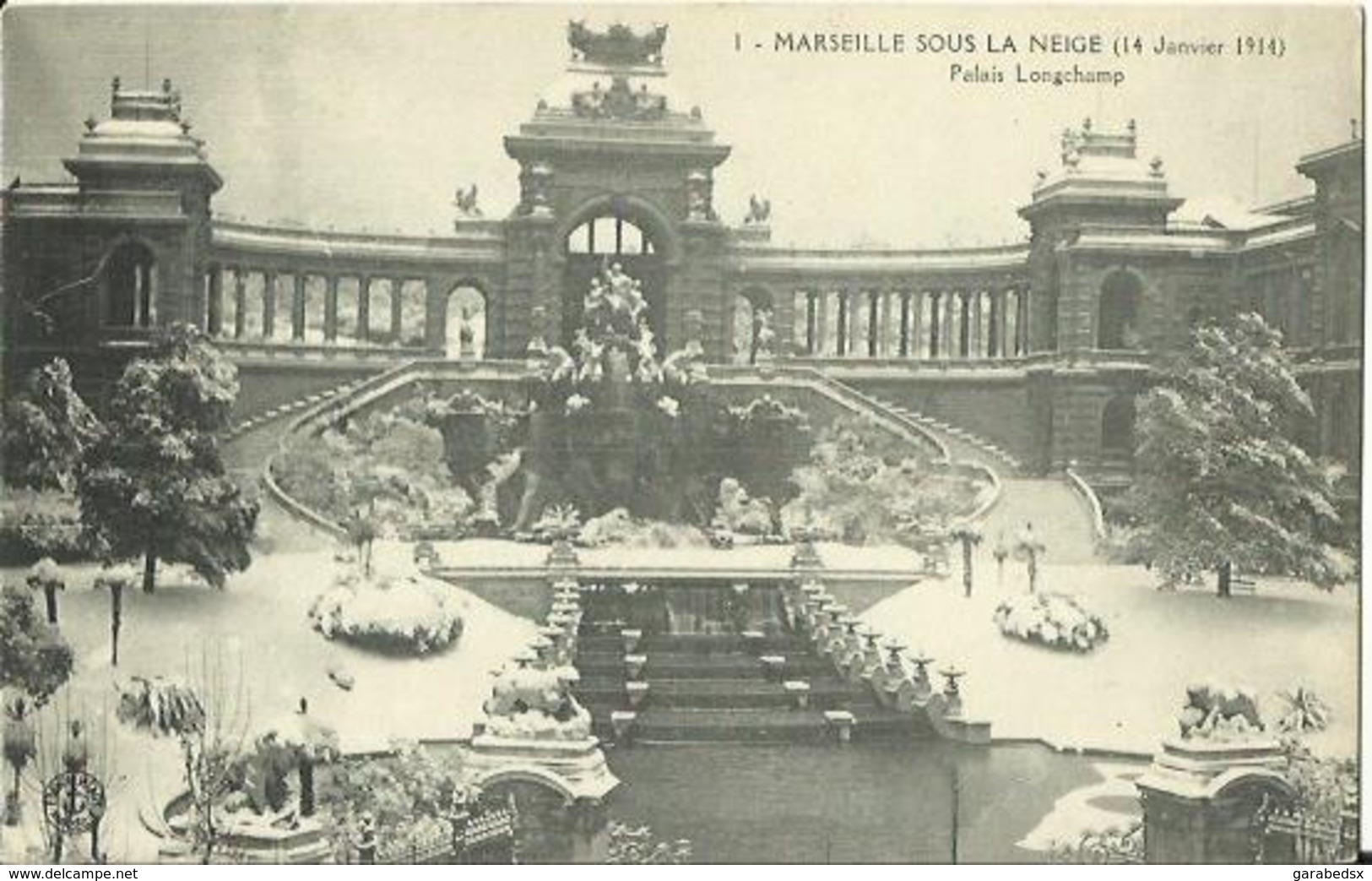 CPA De MARSEILLE Sous La Neige (14 Janvier 1914) - Palais Longchamp. - Monuments