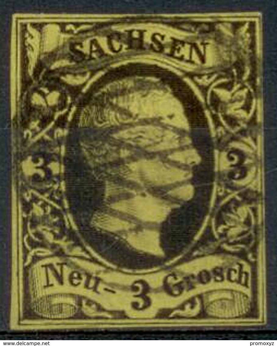 Altdeutschland Sachsen 1851, 1 Freimarke König Friedrich August, Mi. # 6, Gestempelt Und Geprüft: RISMONDO BPP - Saxe