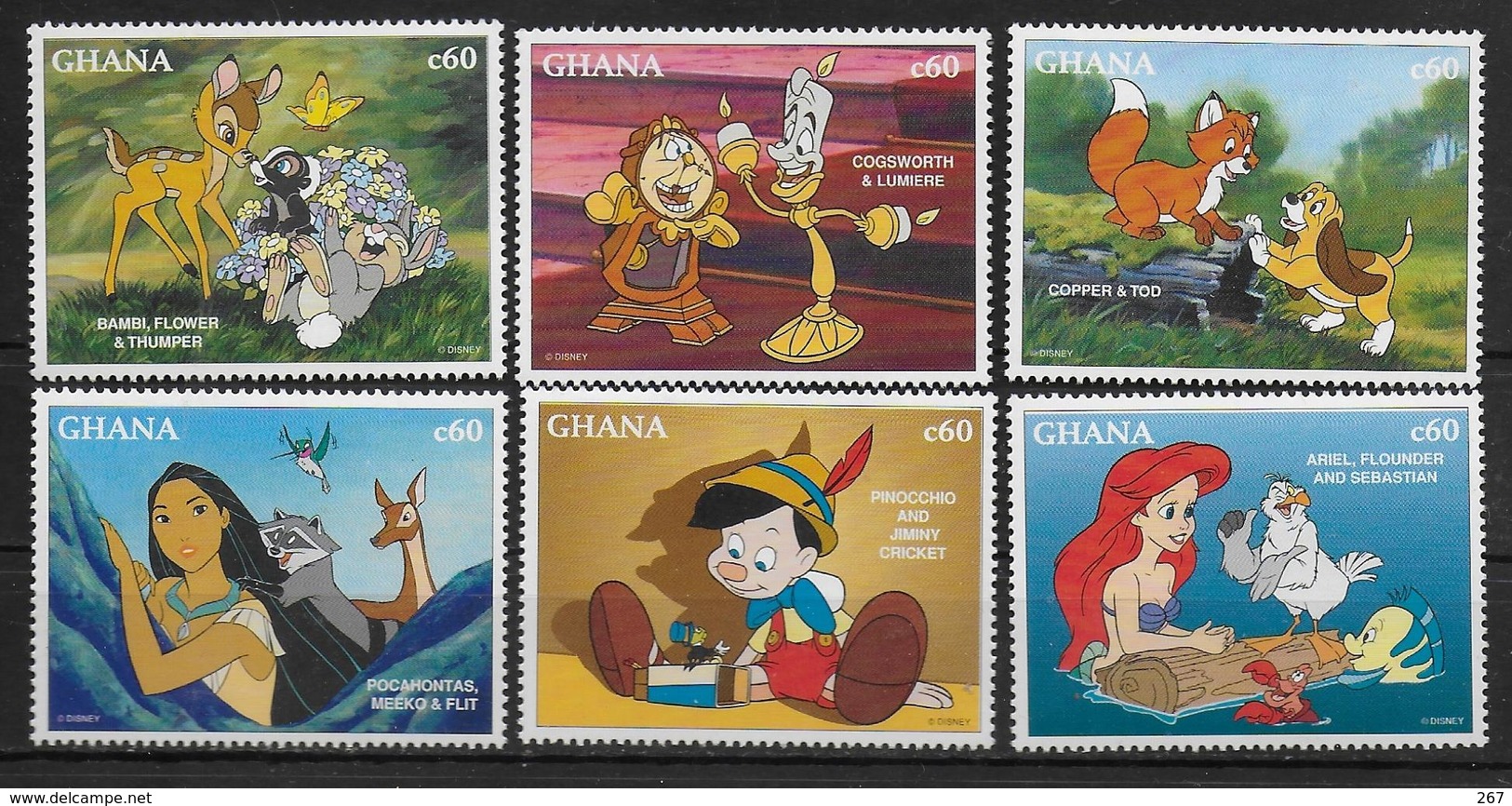 GHANA   N° 1938/46  * *   ( Cote 10e )   Disney Pinocchio Aladin Mowgli Bambi Pocahontas - Disney