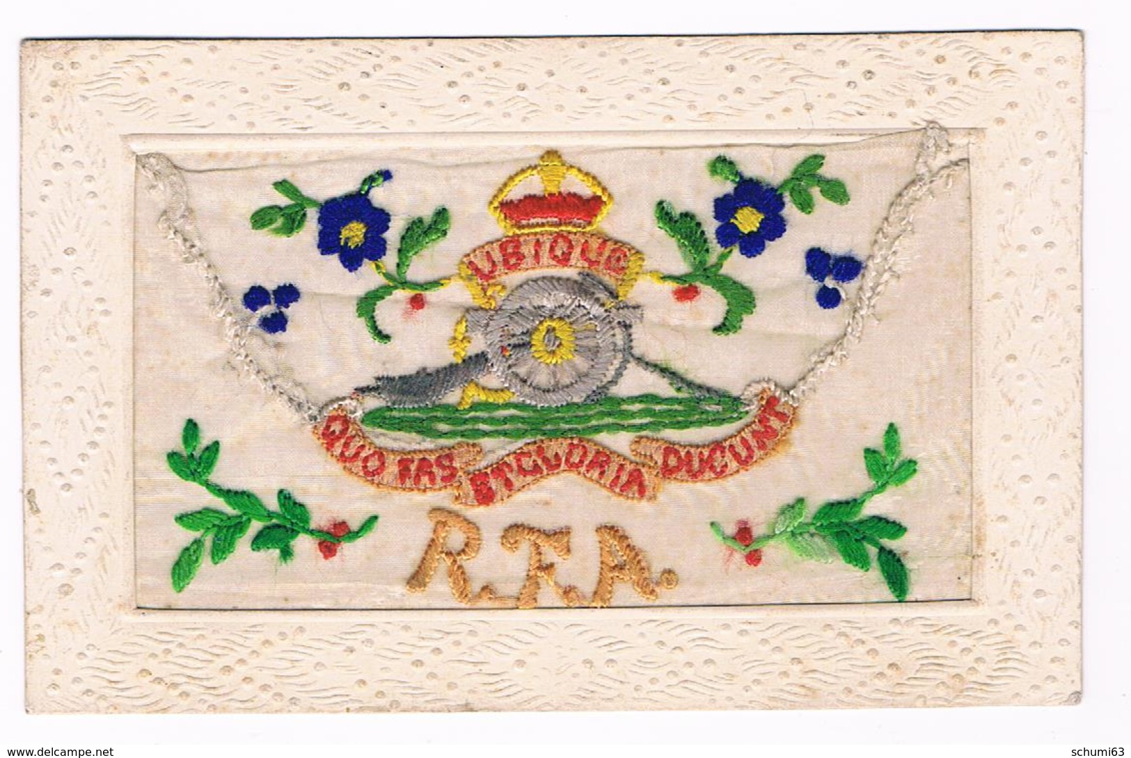 Carte  Brodée - Tissu   - Allemagne - RFA - UBIQUE - QUO  FAS ET GLORIA  DUCUNT - 3685 - Patriotiques