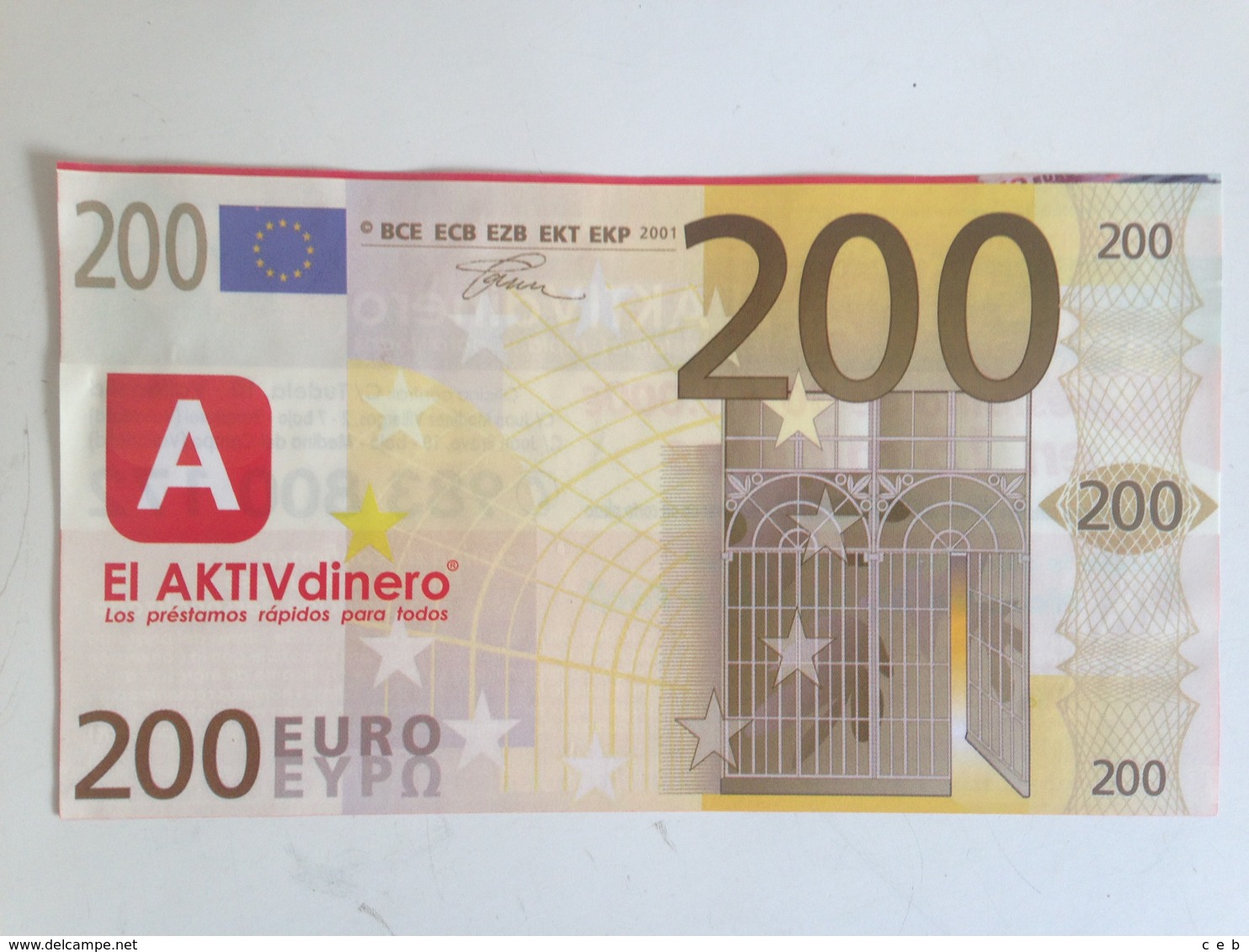 Billete 200 Euros. 2001. España. Europa. Facsimil. Sin Serie. Sin Circular - 200 Euro