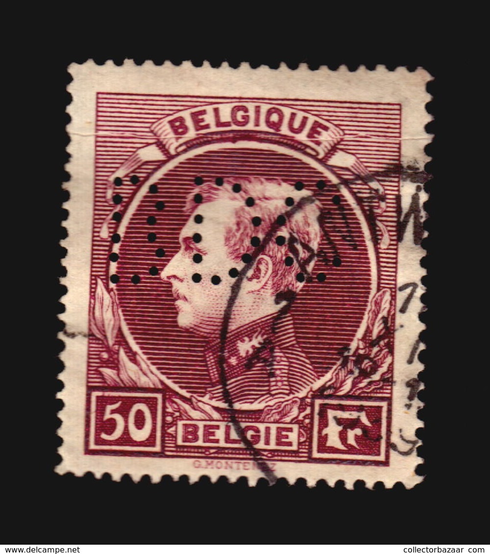 O/Used-Belgique  Nº291 BIG MONTENEZ 50FR WITH FOLD BEFORE PRINT AND PERFIN - Unclassified