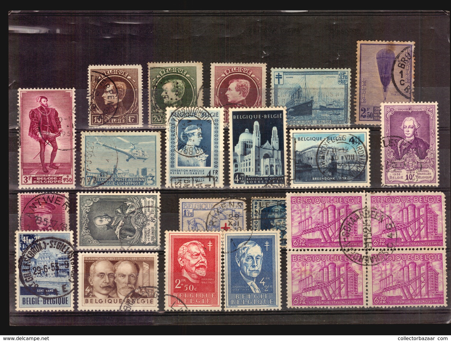 O/Used-Belgique 1910 TO 1956 COLLECTION LOT OF KEY SELECTED STAMPS COMMEMORATIVES CATALOGUE VALUE MICHEL EURO 170 - Collections