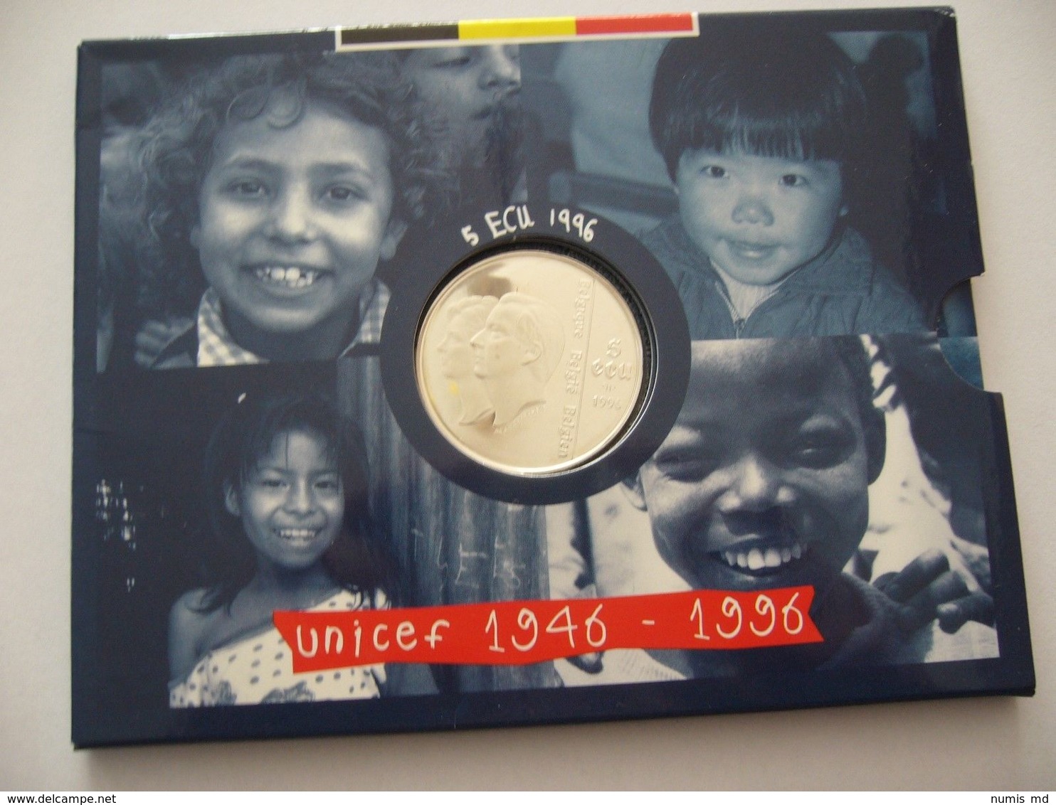 * 5 ECU 1996 Albert II Sous BLISTER *QP* Quality Proof - 50eme Anniversaire UNICEF- ARGENT PUR - Ecus (oro)