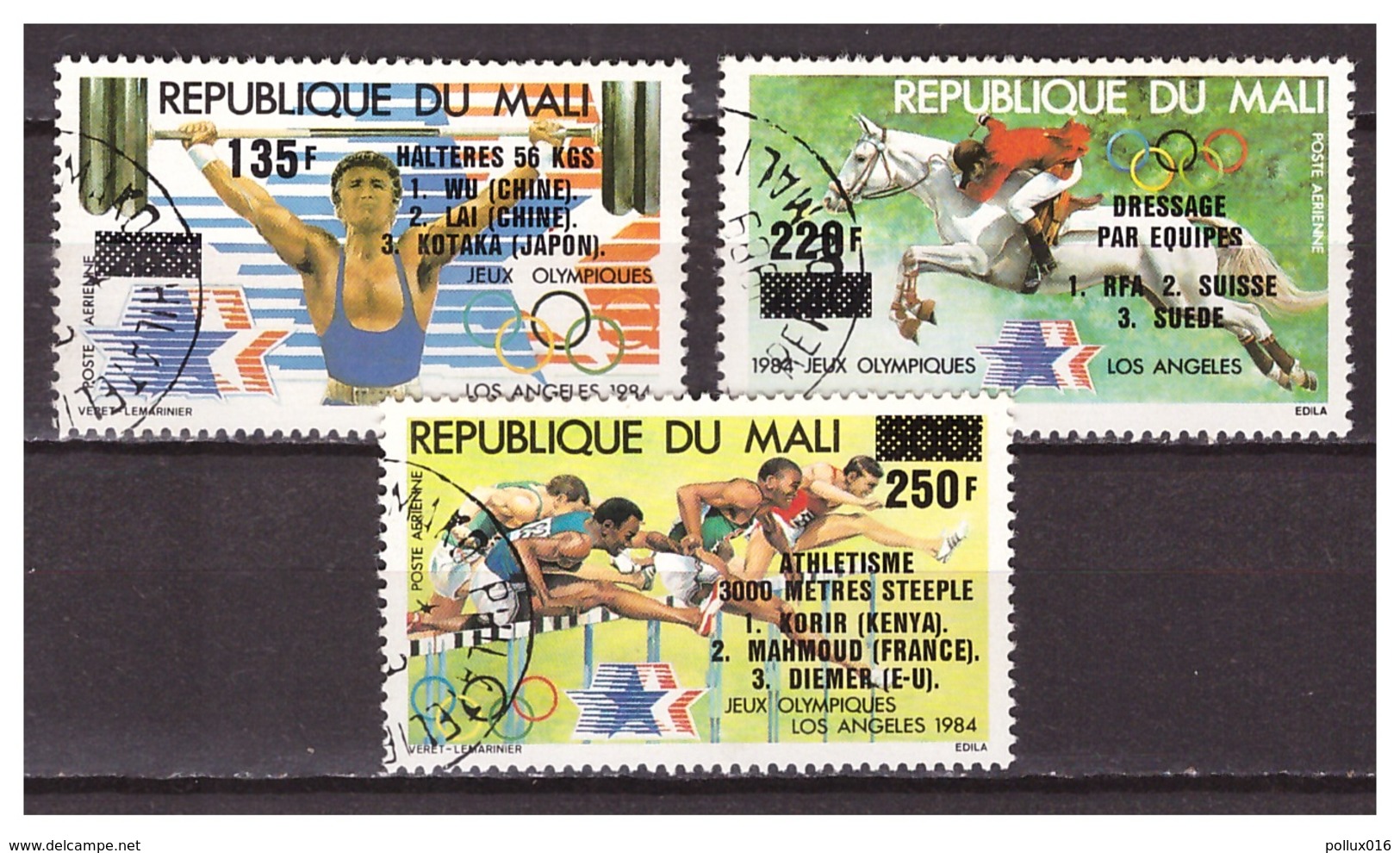 MALI 1984 Olympics Weightlifting Athletics Horseriding Used - Verano 1984: Los Angeles