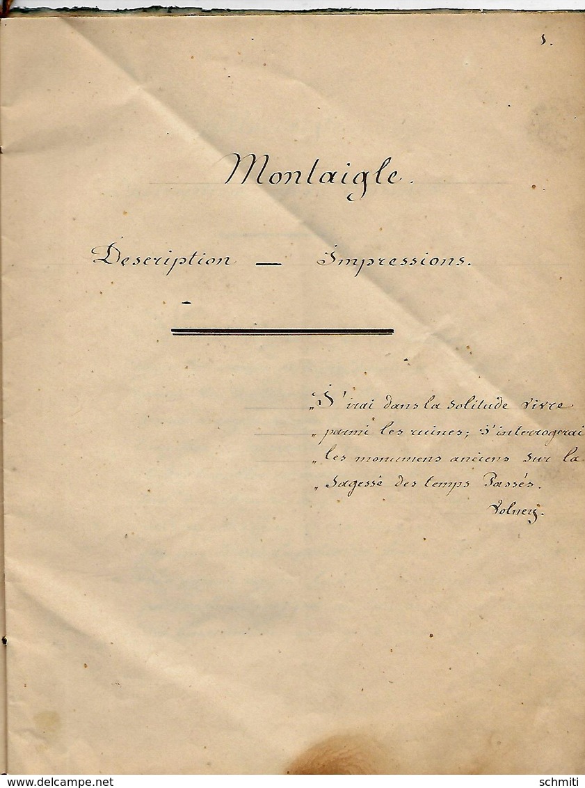 -Manuscrit,année 1838 Des Ruines De Montaigle,descriptions Et Impressions13 Pages De Descriptions - Manuscripts