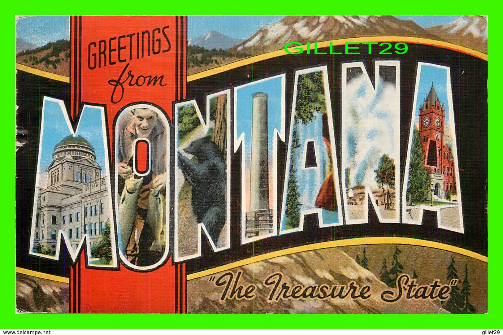 GREETINGS FROM MONTANA, THE TREASURE STATE - TRAVEL IN 1951 - E. C. KROPP CO - - Souvenir De...