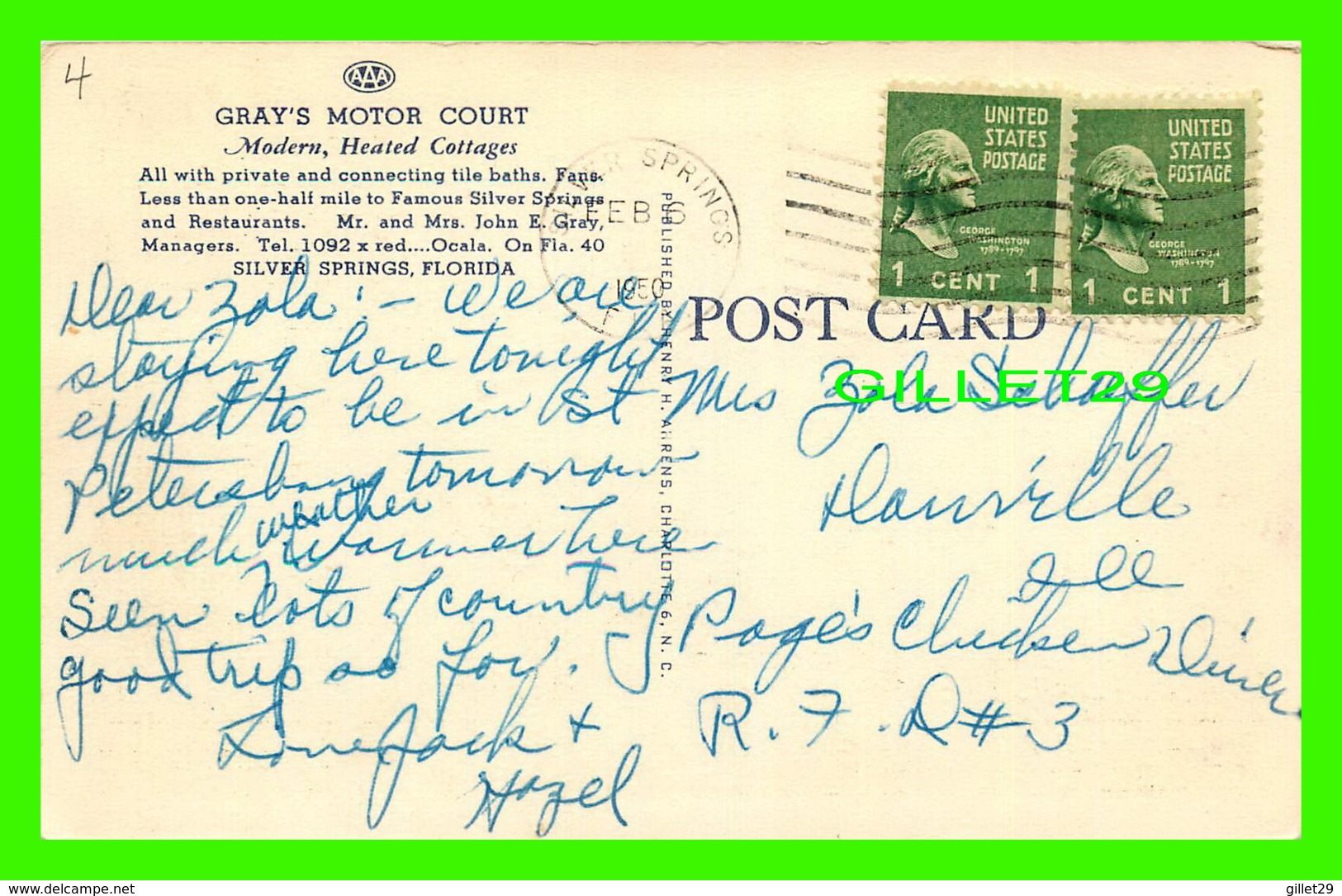 SILVER SPRINGS, FL - GRAY'S MOTOR COURT - TRAVEL 1950 - HENRY H. AHRENS - - Silver Springs