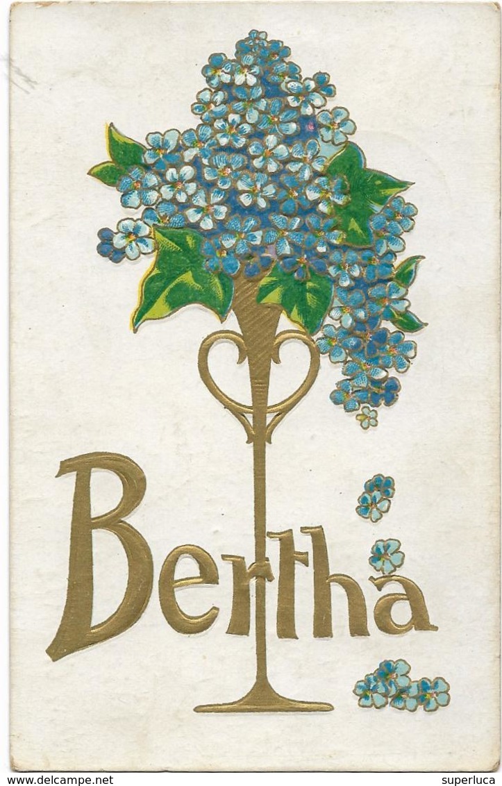 5-CARD CON NOME-BERTHA-CARD AMERICANA VIAGGIATA 1914 IN RILIEVO - Nomi