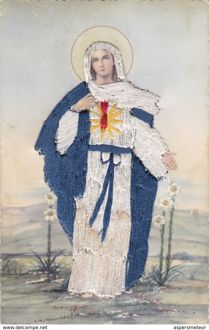 VIRGEN MARIA INMACULATE HEART OF MARY. ROMARLY. CIRCA 1920s TEJIDO - BLEUP - Maagd Maria En Madonnas