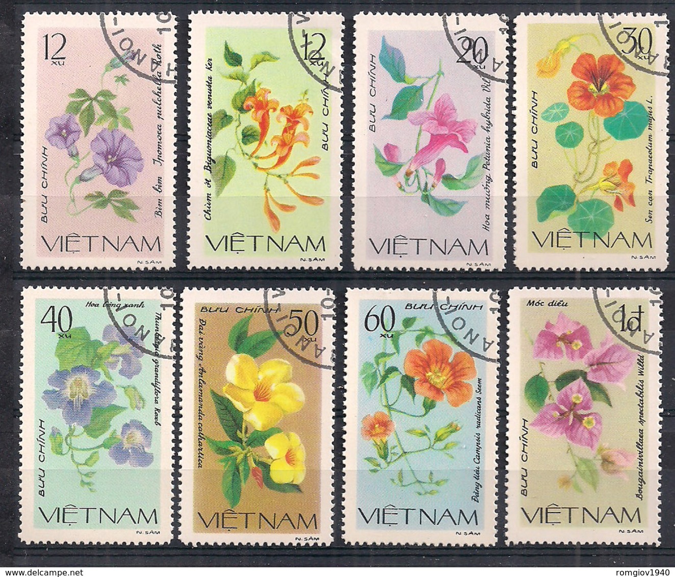 VIETNAM   1980   FIORI   YVERT 255-262   USATA   VF - Vietnam