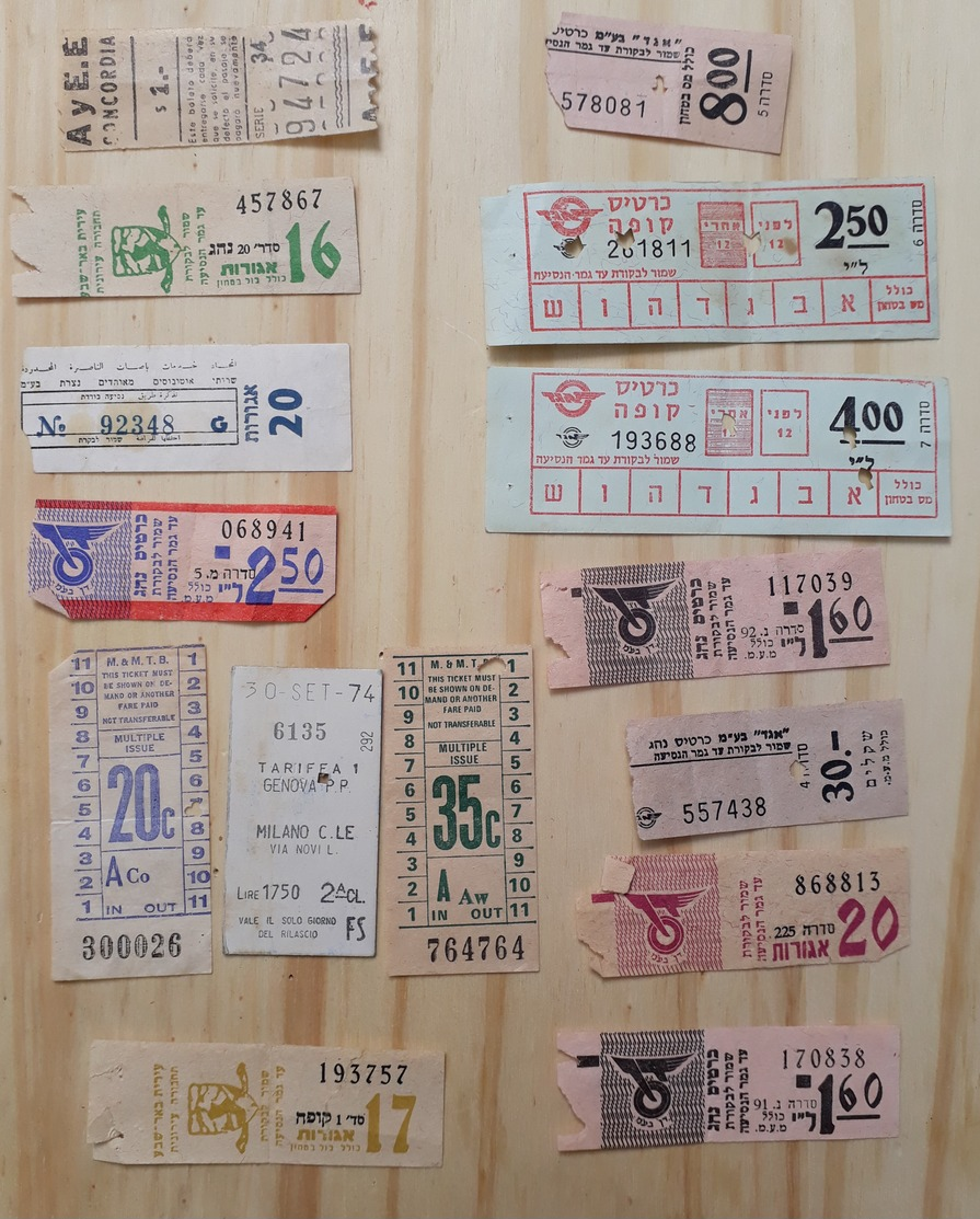 01 LOT OF 14, TICKETS OF BUS, ITALY, ISRAEL, ARGENTINE AND ODETHS. - Autres & Non Classés