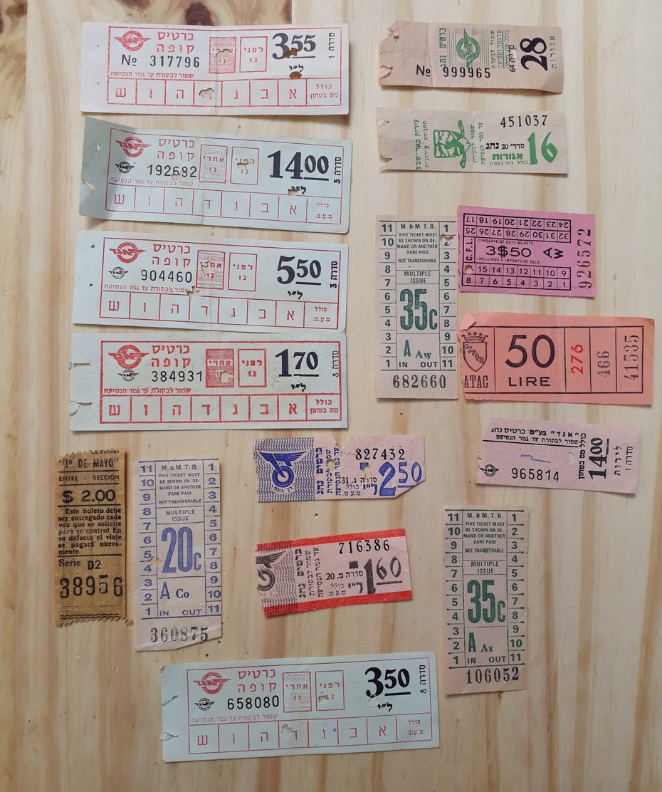 02 LOT OF 16, TICKETS OF BUS, ITALY, ISRAEL, AND ODETHS. - Autres & Non Classés