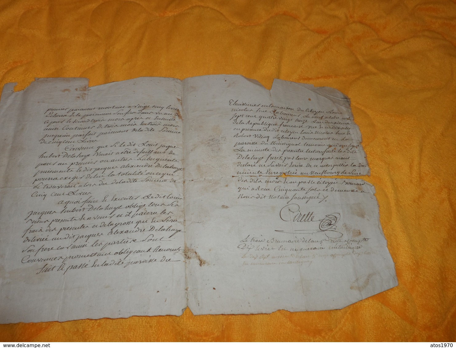 DOCUMENT MANUSCRIT ANCIEN DE 1793. A ETUDIER.  PERIODE REVOLUTION. OBLIGATION  CACHETS EXPEDITION 8 SOLS..NEUBOURG ?.. - Manuscrits