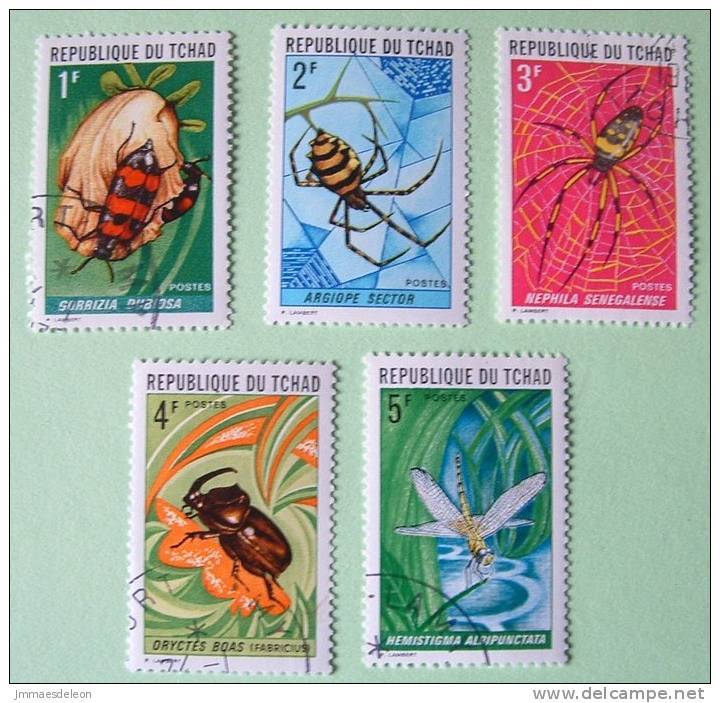 Chad 1972 Insects Spider Scarab Beetle Dragonfly - Used Full Set - Tschad (1960-...)