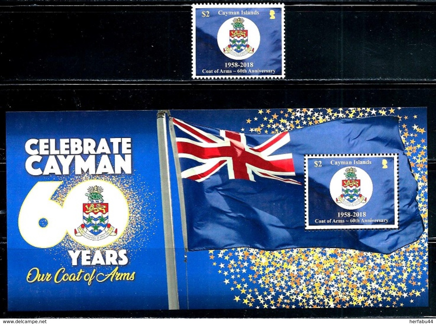 Cayman Islands "60th Anniv. Of  Coat Of Arms"    New Issue   October 19-2018   Set & Souvenir Sheet  MNH - Cayman Islands